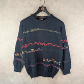 Moda Massimo Jumper Mens Large L Navy Knitted Vintage Cotton Italy